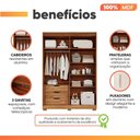 Ver imagem 7 de Guarda Roupas Solteiro 4 Portas Frisado 3 Gavetas 100% MDF July