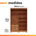 Ver imagem 3 de Guarda Roupas Solteiro 4 Portas Frisado 3 Gavetas 100% MDF July