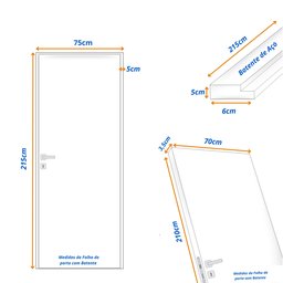Kit Porta de Madeira Decorada 215x75cm com Batente de Aço 06cm Neblina MGM - 3