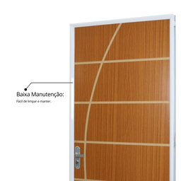 Kit Porta de Madeira Decorada 215x75cm com Batente de Aço 06cm Neblina MGM - 12
