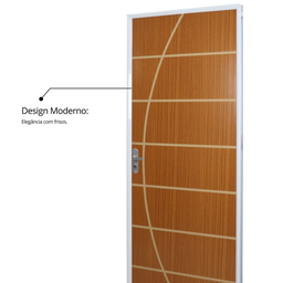 Kit Porta de Madeira Decorada 215x75cm com Batente de Aço 06cm Neblina MGM - 8
