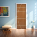 Ver imagem 1 de Kit Porta de Madeira Decorada 215x85cm com Batente de Aço 06cm Neblina MGM Abertura Direita Marrom/Mogno