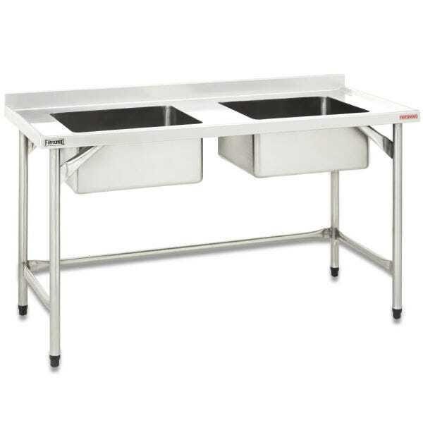 Pia 1,2 m Total Inox AISI 304 com 2 cubas 50 x 40 x 25 cm Fritomaq Padrão - Esquerda e Direita - 1