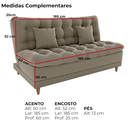 Ver imagem 4 de Sofa Cama 2 Lugares 185 Cm Duda Veludo E434 Marrom Claro Milani Store