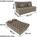 Ver imagem 3 de Sofa Cama 2 Lugares 185 Cm Duda Veludo E434 Marrom Claro Milani Store