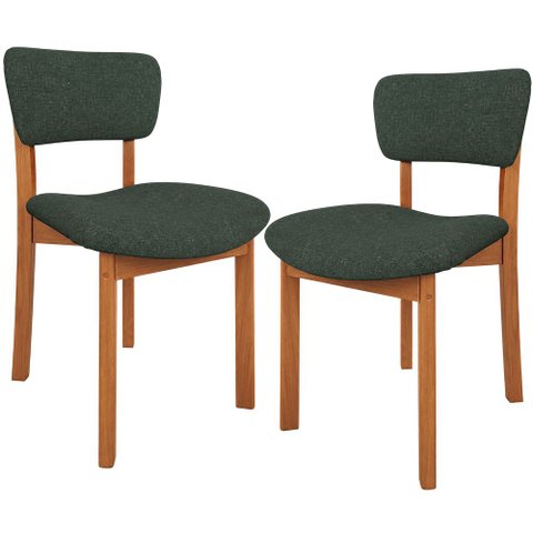 Kit 02 Cadeiras para Sala de Jantar Cozinha Living Estofada Dara L02 Linho Verde Musgo - Lyam Decor