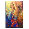 Quadro Pintura Tela menina flores vestido bela vertical 5102: 120cm (A) x 80cm (L) - 1