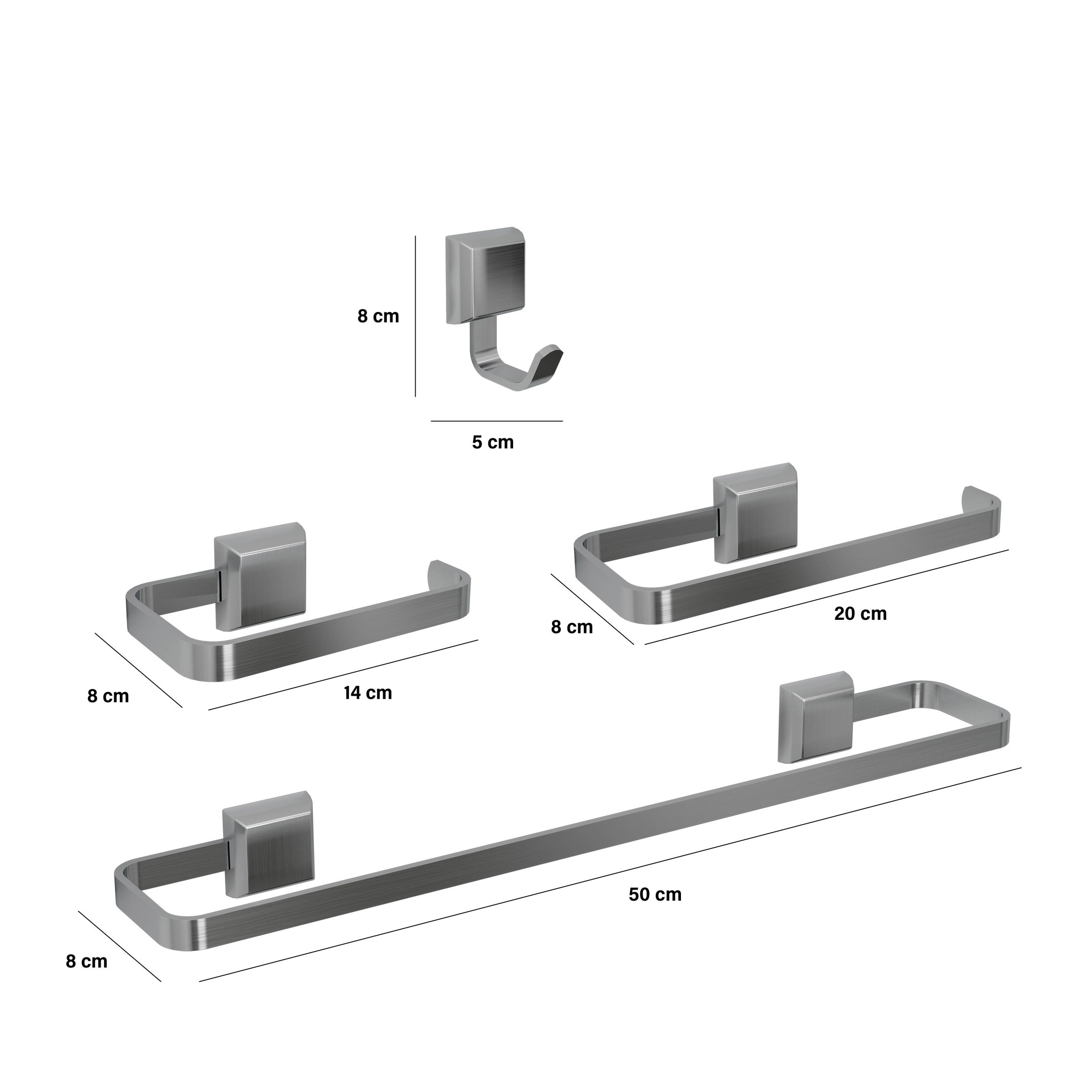 Kit de Acessórios para Banheiro Linha Luxo Quadrado 5 Peças - 6