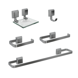 Kit de Acessórios para Banheiro Linha Luxo Quadrado 5 Peças - 1