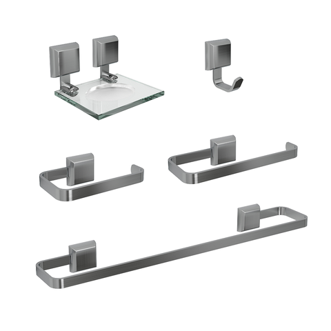 Kit de Acessórios para Banheiro Linha Luxo Quadrado 5 Peças