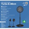Ventilador de coluna Ventisol turbo 6 preto com 6 pás bronze 40 cm diâmetro 220V - 9