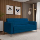 Ver imagem 2 de Sofá Living Decorativo Houston 2 Lugares 160cm Pés em Metal Veludo Azul G33 - Gran Belo
