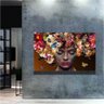 Quadro Mulher Fashion Cabelos Floridos:60x40 cm/PRETA - 2