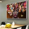 Quadro Mulher Fashion Cabelos Floridos:60x40 cm/PRETA - 7