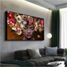 Quadro Mulher Fashion Cabelos Floridos:60x40 cm/PRETA - 4