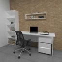 Ver imagem 1 de Escrivaninha/Mesa para Escritório Computador / Notebook 160x60 - Cor: Branco
