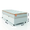 Ver imagem 4 de Cama Box Baú Colchão Solteiro Molas Ensacadas Real 88x188x68cm Linho Branco / Bege Inducol