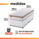 Ver imagem 3 de Cama Box Baú Colchão Solteiro Molas Ensacadas Real 88x188x68cm Branco / Bege Inducol