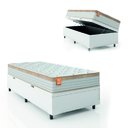 Ver imagem 2 de Cama Box Baú Colchão Solteiro Molas Ensacadas Real 88x188x68cm Linho Branco / Bege Inducol
