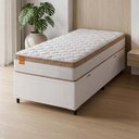 Ver imagem 2 de Cama Box Baú Colchão Solteiro Molas Ensacadas Real 88x188x68cm Branco / Bege Inducol