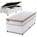 Ver imagem 1 de Cama Box Baú Colchão Solteiro Molas Ensacadas Real 88x188x68cm Branco / Bege Inducol