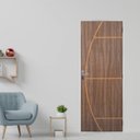 Ver imagem 1 de Kit Porta de Madeira Decorada 215x85cm com Batente de Aço 06cm Gaúcha MGM Abertura Direita Marrom/Carvalho Quebec