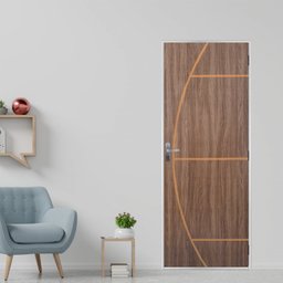 Kit Porta de Madeira Decorada 215x85cm com Batente de Aço 06cm Gaúcha MGM - 1