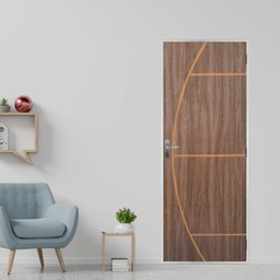 Kit Porta de Madeira Decorada 215x85cm com Batente de Aço 06cm Gaúcha MGM - 1