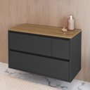 Ver imagem 1 de Balcão Gabinete de Banheiro Suspenso 80cm com 2 Portas e 1 Gaveta Belarus Preto/Grafite