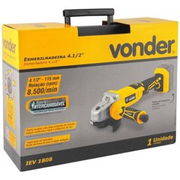 Esmerilhadeira 4.1/2" à Bateria 18V IEV 1808 Vonder - Bateria e Carregador não incluso - 4