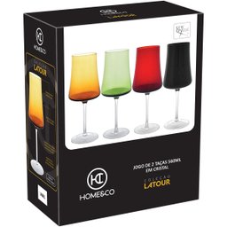 Jg 2pç Taças Água Home&co Latour Vidro 560ml 24x10x10cm Vermelho - 2