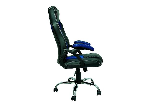 Cadeira Gamer Reclinável Base Cromada Giratória Preto/Azul - Best - 5