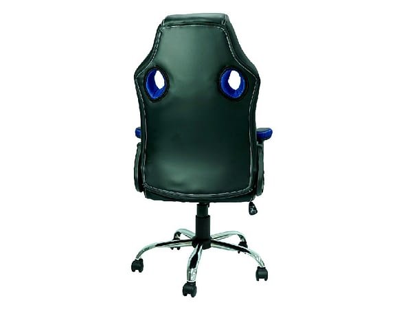 Cadeira Gamer Reclinável Base Cromada Giratória Preto/Azul - Best - 4