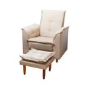 Ver imagem 4 de Poltrona Multifuncional com Puff Suede Bege Liso Tana Decor Newbelle Decor