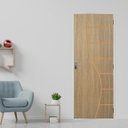 Ver imagem 1 de Kit Porta de Madeira Decorada 215x85cm com Batente de Aço 6cm Cantareira Mgm Abertura Esquerda