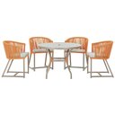 Ver imagem 1 de Mesa com 4 Cadeiras de Jantar Roma 100cm e Noronha em Aluminío Fendi Corda Nautica Estofado 3 Trama