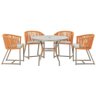 Mesa com 4 Cadeiras de Jantar Roma 100cm e Noronha em Aluminío Fendi Corda Nautica Estofado 3 Trama - 1