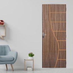 Kit Porta de Madeira Decorada 215x75cm com Batente de Aço 06cm Cantareira Mgm Abertura Direita - 1 Kit Porta de Madeira Decorada 215x75cm com Batente de Aço 06cm Cantareira Mgm Abertura Direita - 1