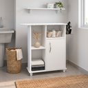 Ver imagem 1 de Tabua de Passar Roupa Multiuso Flora 1 Porta com Suporte para Ferro e Prateleiras Organizadoras:Bran