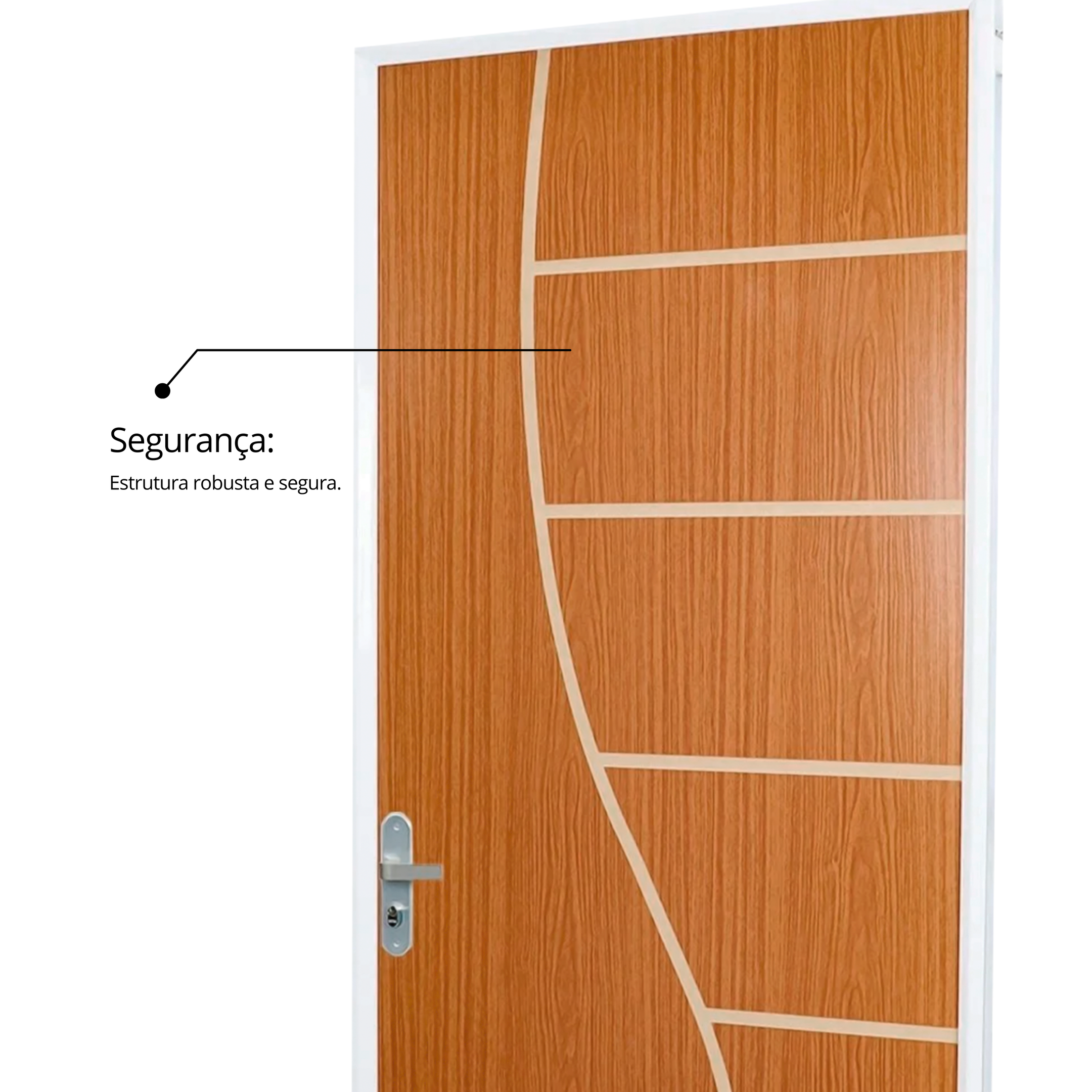Kit Porta de Madeira Decorada 215x75cm com Batente de Aço 6cm Cantareira MGM - 10