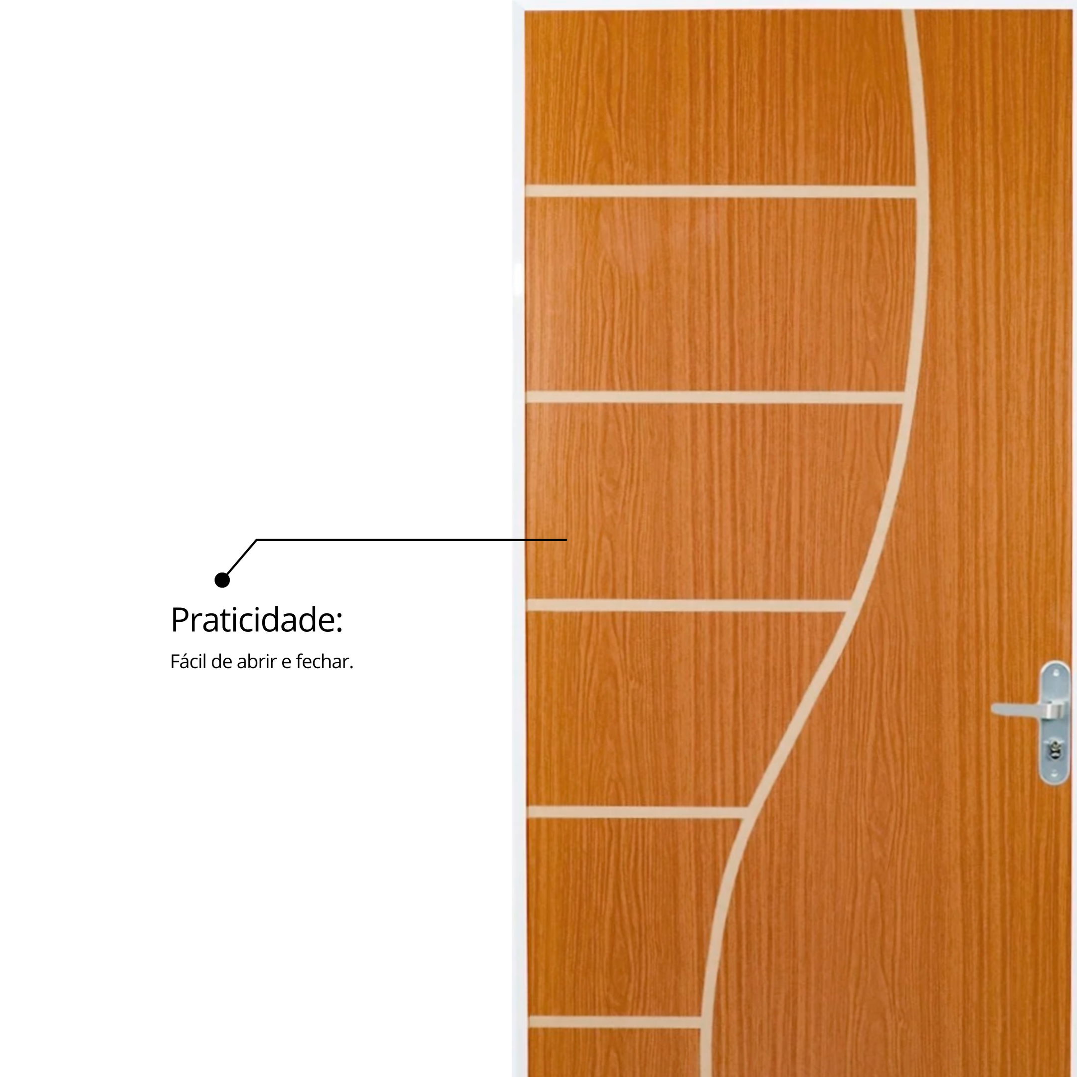 Kit Porta de Madeira Decorada 215x75cm com Batente de Aço 6cm Cantareira MGM - 12