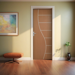 Kit Porta de Madeira Decorada 215x75cm com Batente de Aço 6cm Cantareira MGM - 1