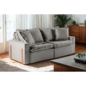 Sofá França 4l Bipartido 2,50m - Retrátil e Reclinável:cinza