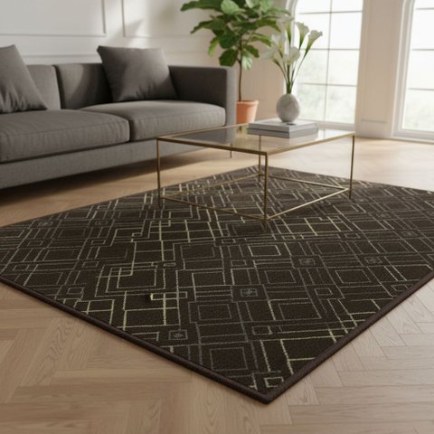 Tapete Sala Alto Padrão Antiderrapante Estampa em 3d 150x200 Hb15 Marrom