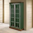 Ver imagem 2 de Cristaleira Manchester 2 Portas 4 Prateleiras 2036 Linz Móveis - Verde Musgo/imbuia Glazer