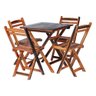 Conjunto Mesa Dobrável com 4 Cadeiras 100% Madeira Maciça Ypê Cerejeira - 1