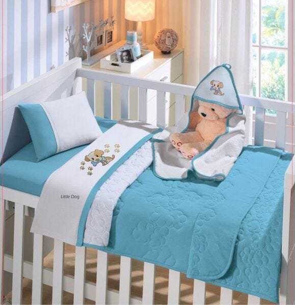Edredom Bebê Dupla Face Linha Baby Malha 100% Algodão Buettner - Azul