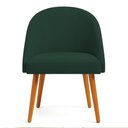 Ver imagem 4 de Kit 06 Cadeiras Poltrona de Jantar Luna Suede Verde Pés Palito Castanho - Pallazio