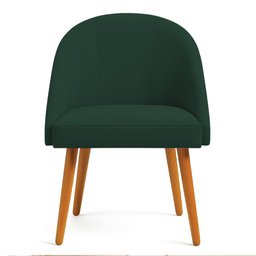 Kit 06 Cadeiras Poltrona de Jantar Luna Suede Verde Pés Palito Castanho - Pallazio - 4