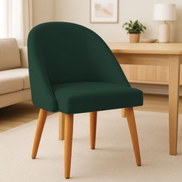 Kit 06 Cadeiras Poltrona de Jantar Luna Suede Verde Pés Palito Castanho - Pallazio - 2